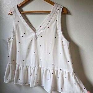 EUC LOFT DITSY FLORAL V NECK BABYDOLL TANK TOP SIZE MEDIUM